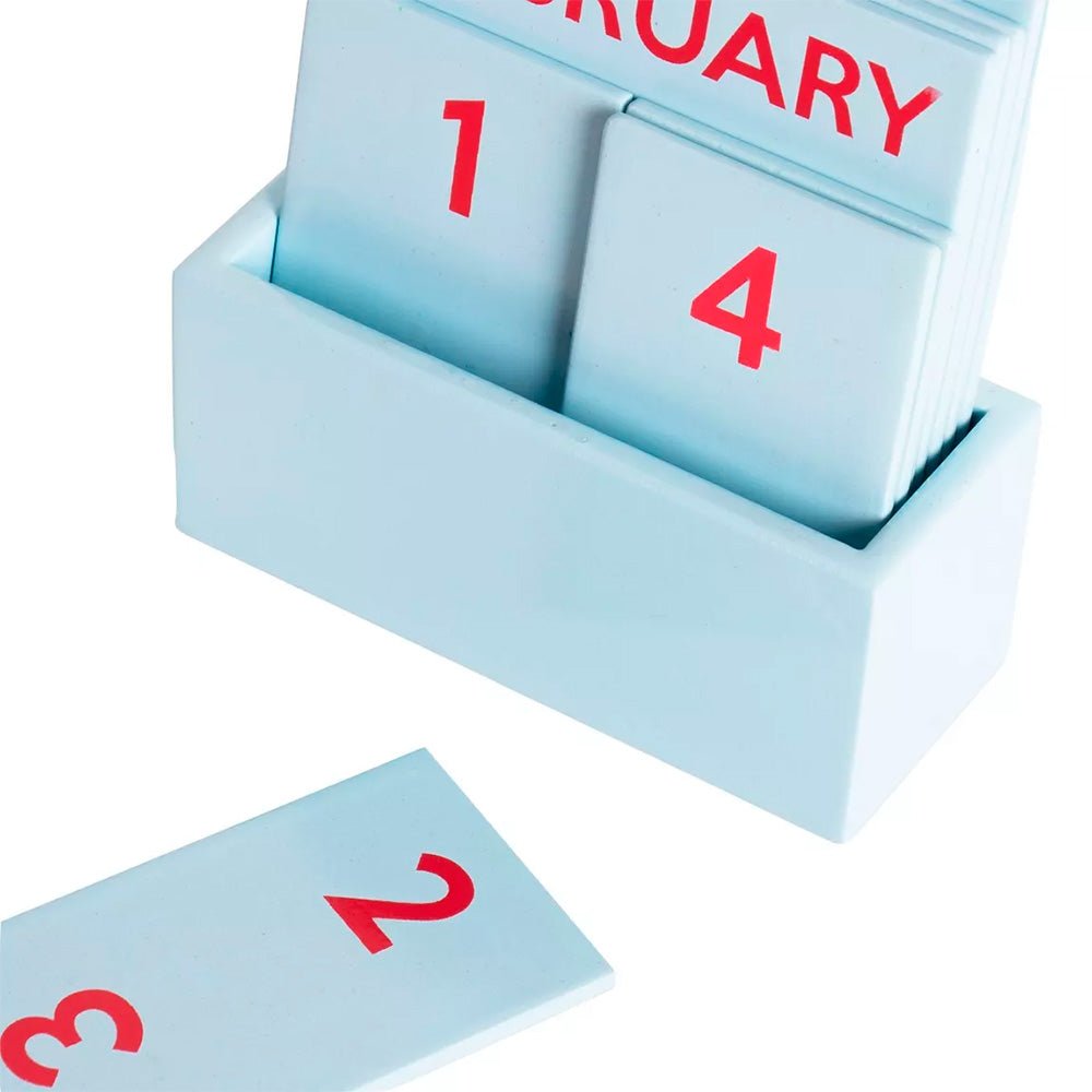 Petit calendrier perpétuel couleur bleu clair brillant