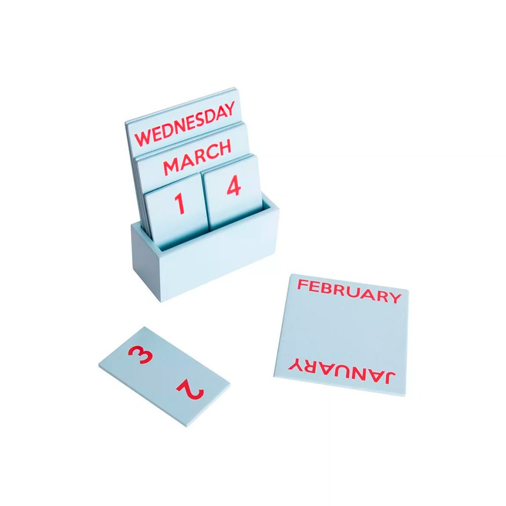Petit calendrier perpétuel couleur bleu clair brillant