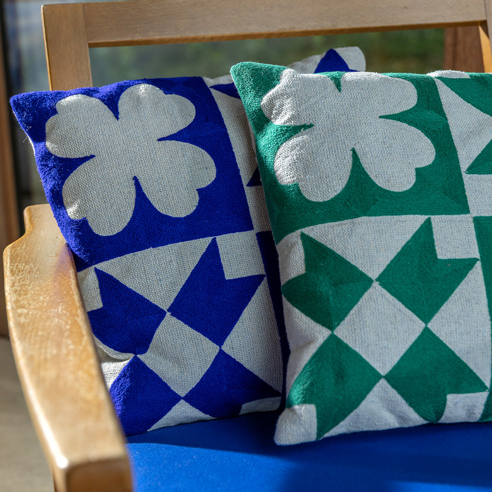 Pillow Cover Patch Quilt Blue 40x40