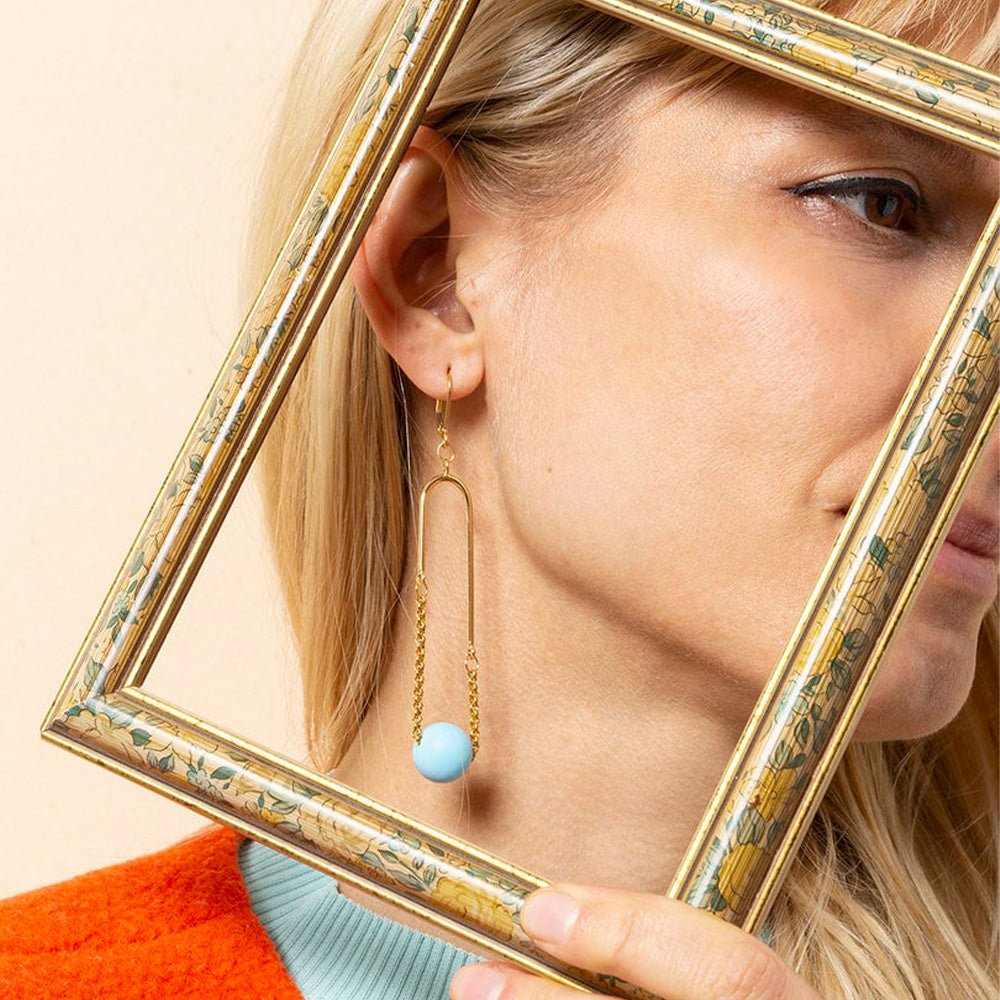 Arc Mono Blue Earrings