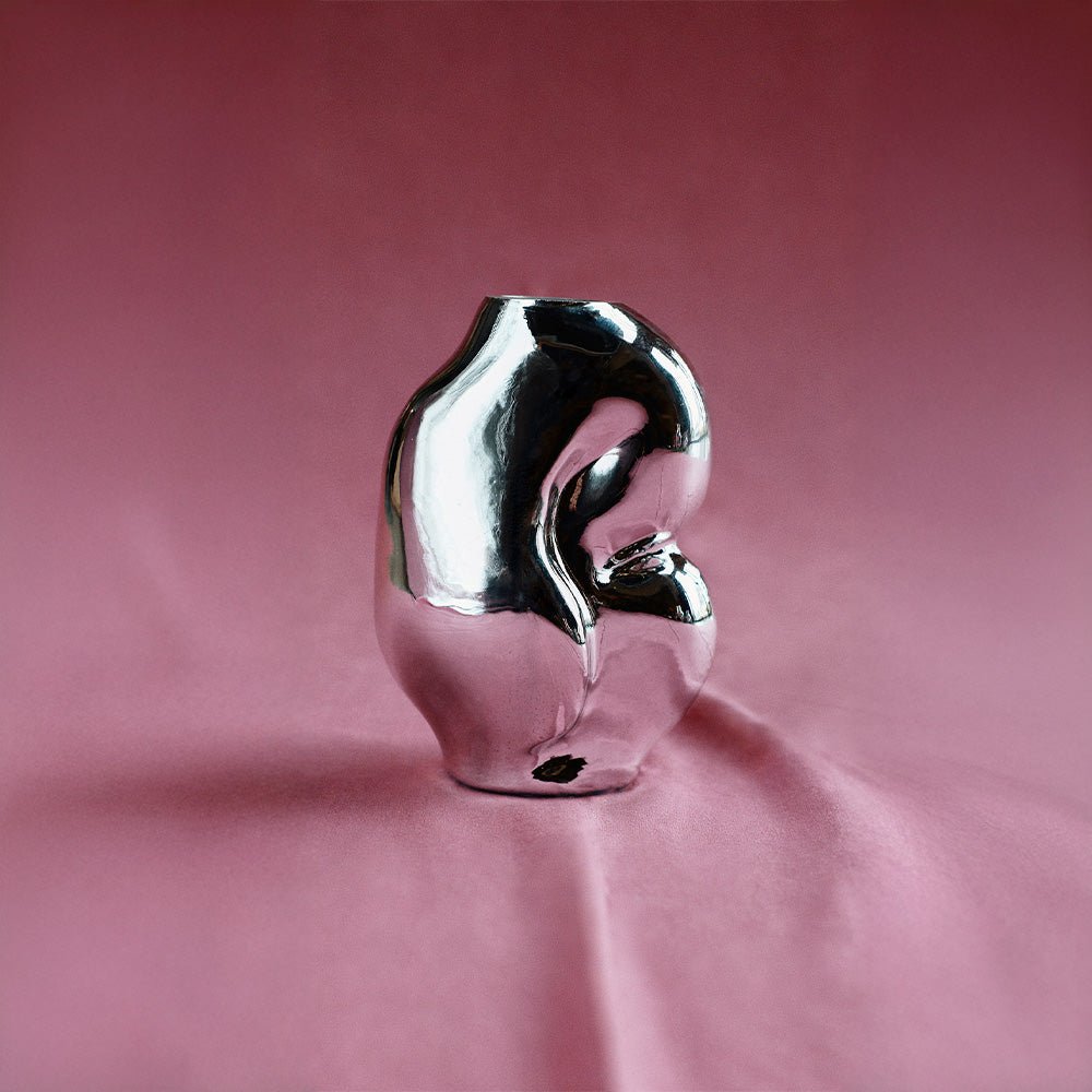 Gleam Glass Small Vase Chrome