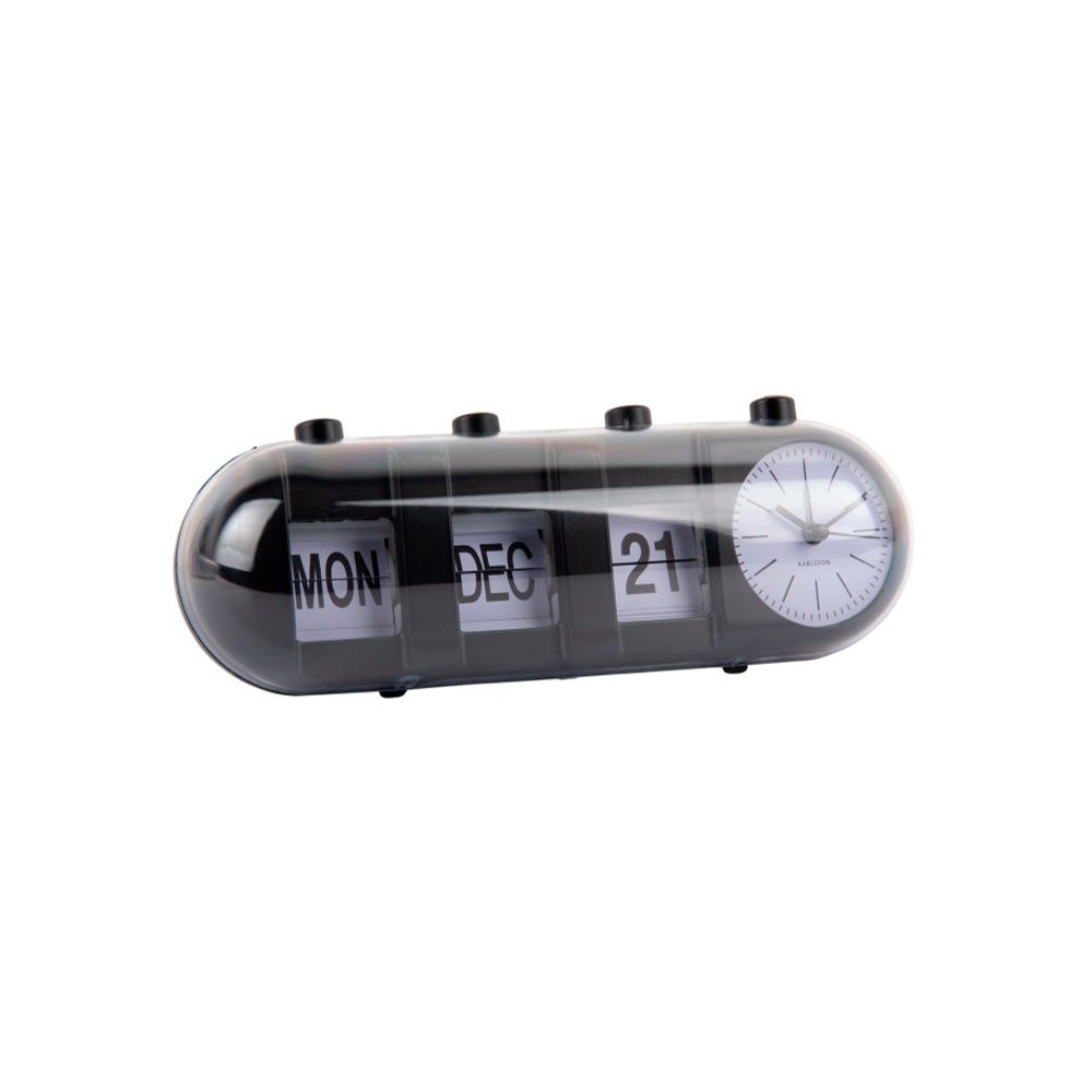 Reloj Despertador Retro Tube Calendar Flip Negro