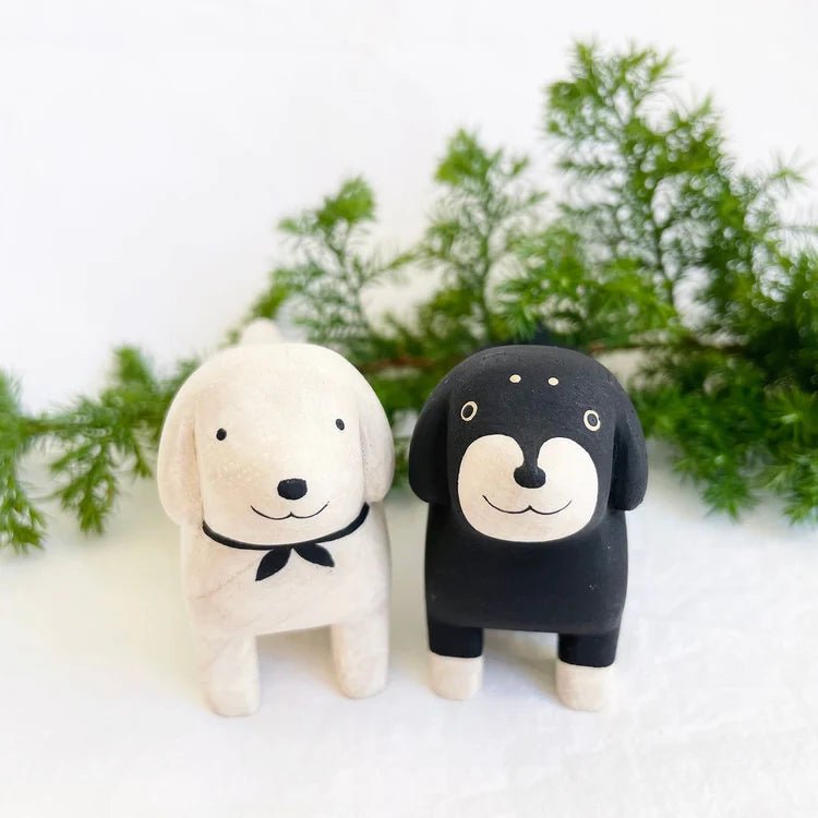 Animal en bois Pole Pole Teckel Blanc