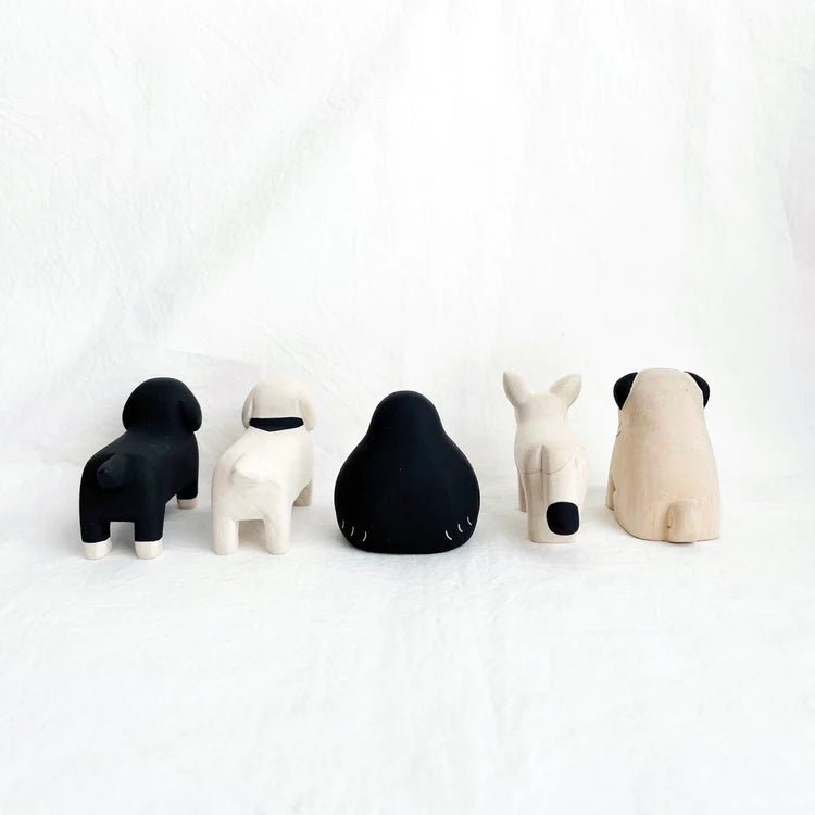 Animal en bois Pole Pole Teckel Blanc