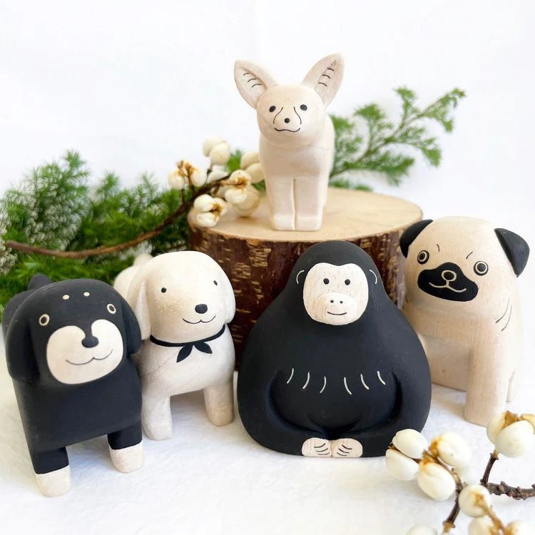 Animal en bois Pole Pole Teckel Blanc
