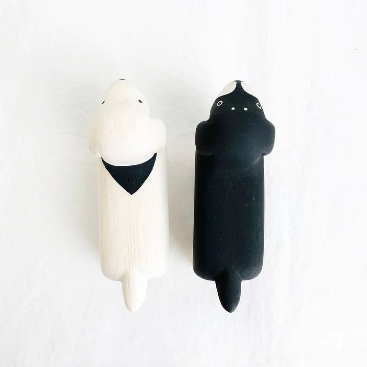 Animal en bois Pole Pole Teckel Blanc