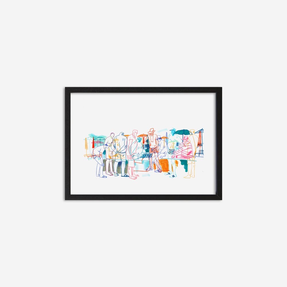 Chess Game On The Beach Giclée Print