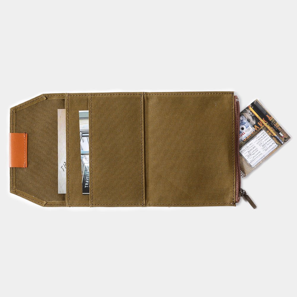 TF Passport Size Cotton Zipper Case Olive - Passport Size