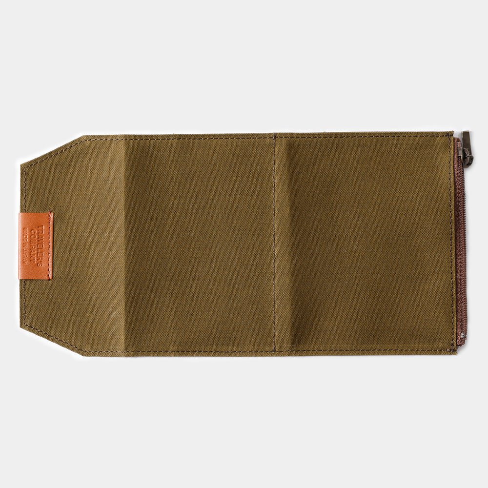 TF Passport Size Cotton Zipper Case Olive - Passport Size