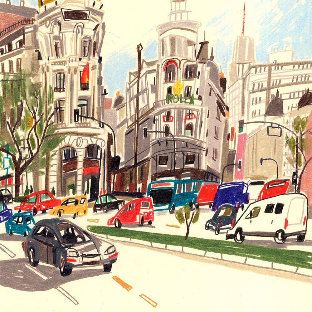 Intersection des rues Alcalá et Gran Vía Impression Giclée