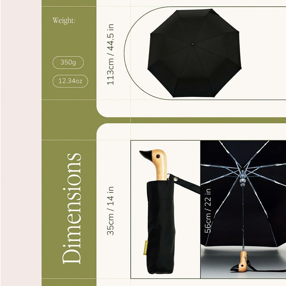 Umbrella Black Compact Eco Friendly
