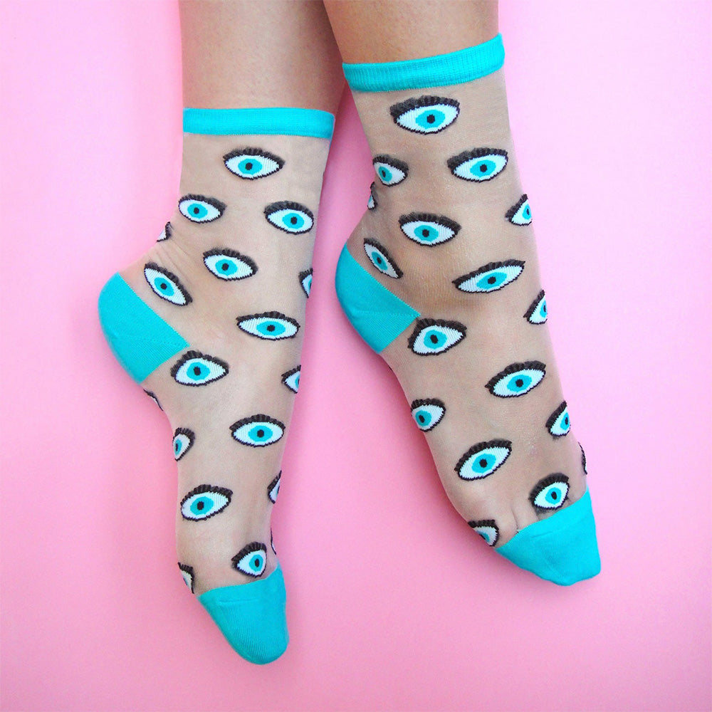 Calcetines Transparentes Ojo Azul