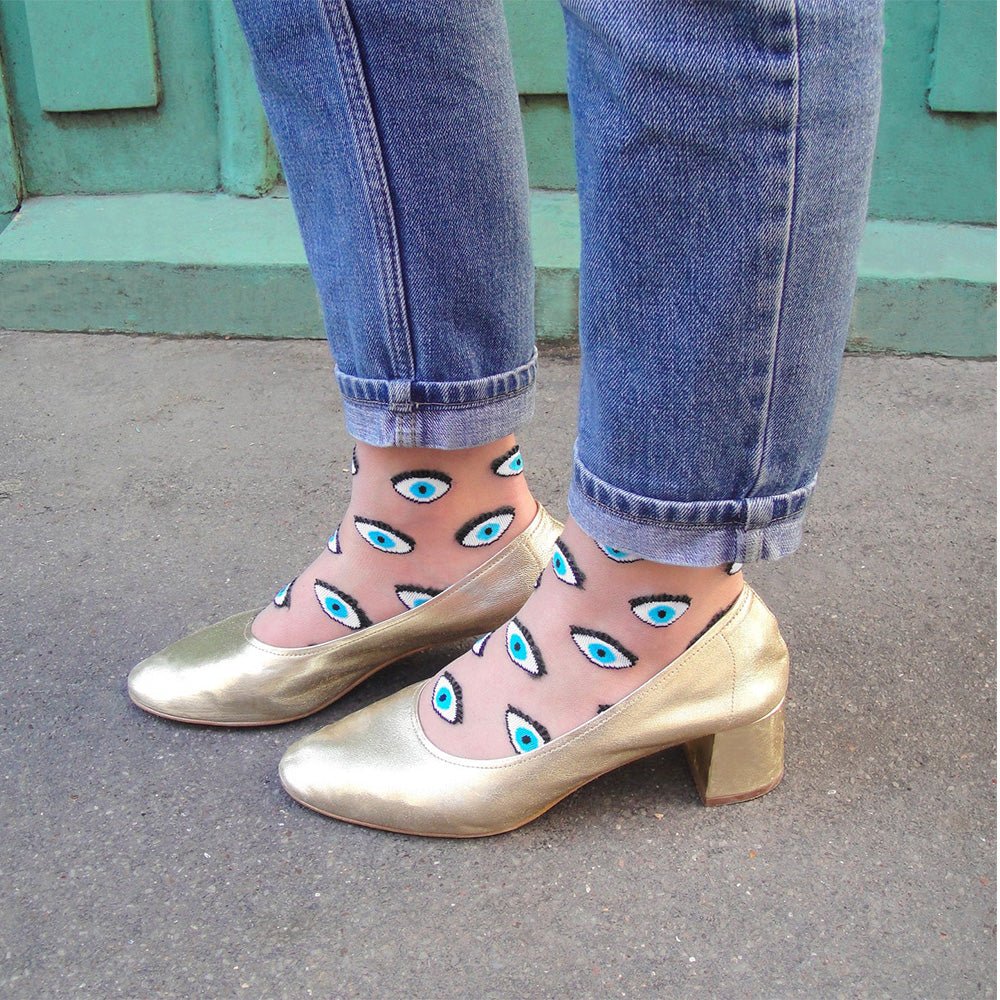 Calcetines Transparentes Ojo Azul