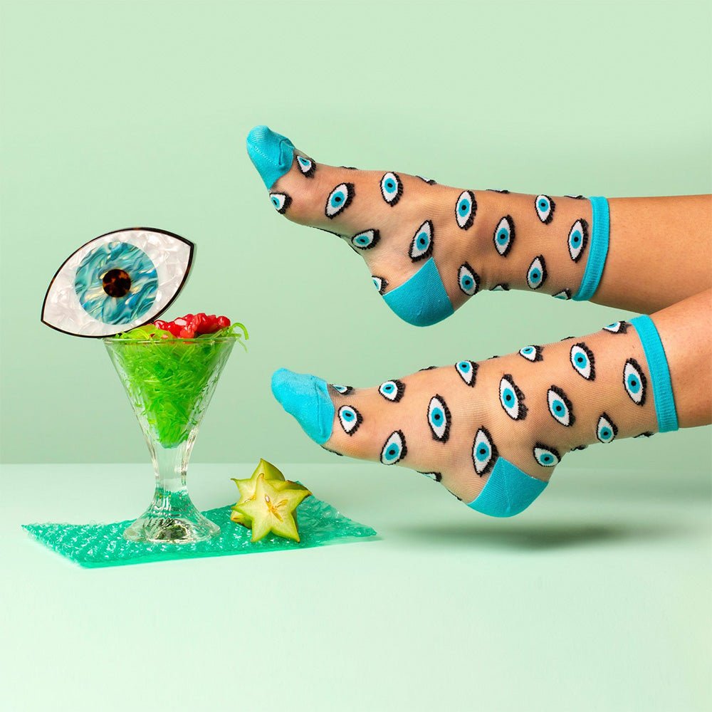 Calcetines Transparentes Ojo Azul