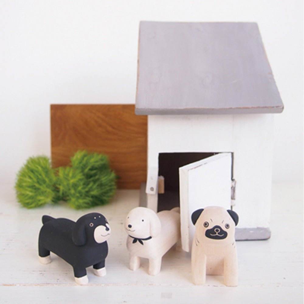 Animal en bois Pole Pole Teckel Blanc