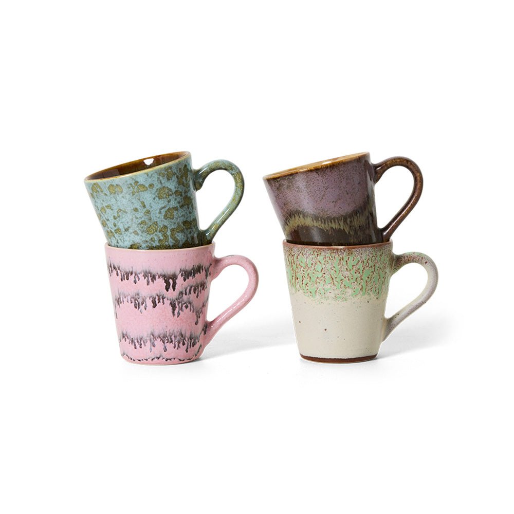 70s Ceramics: Espresso Mugs - Brutalism (set de 4)