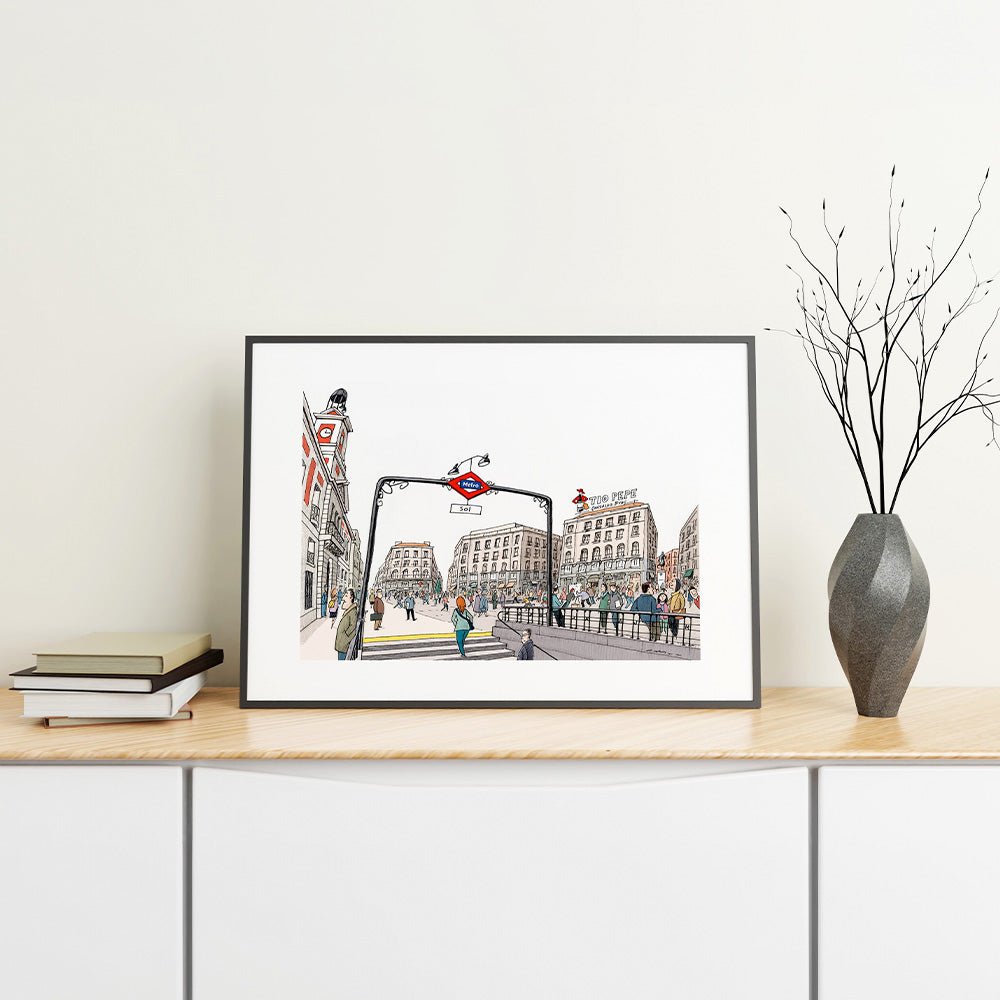 Estación de Sol (La Puerta del Sol - Plaza) Impresión Giclée