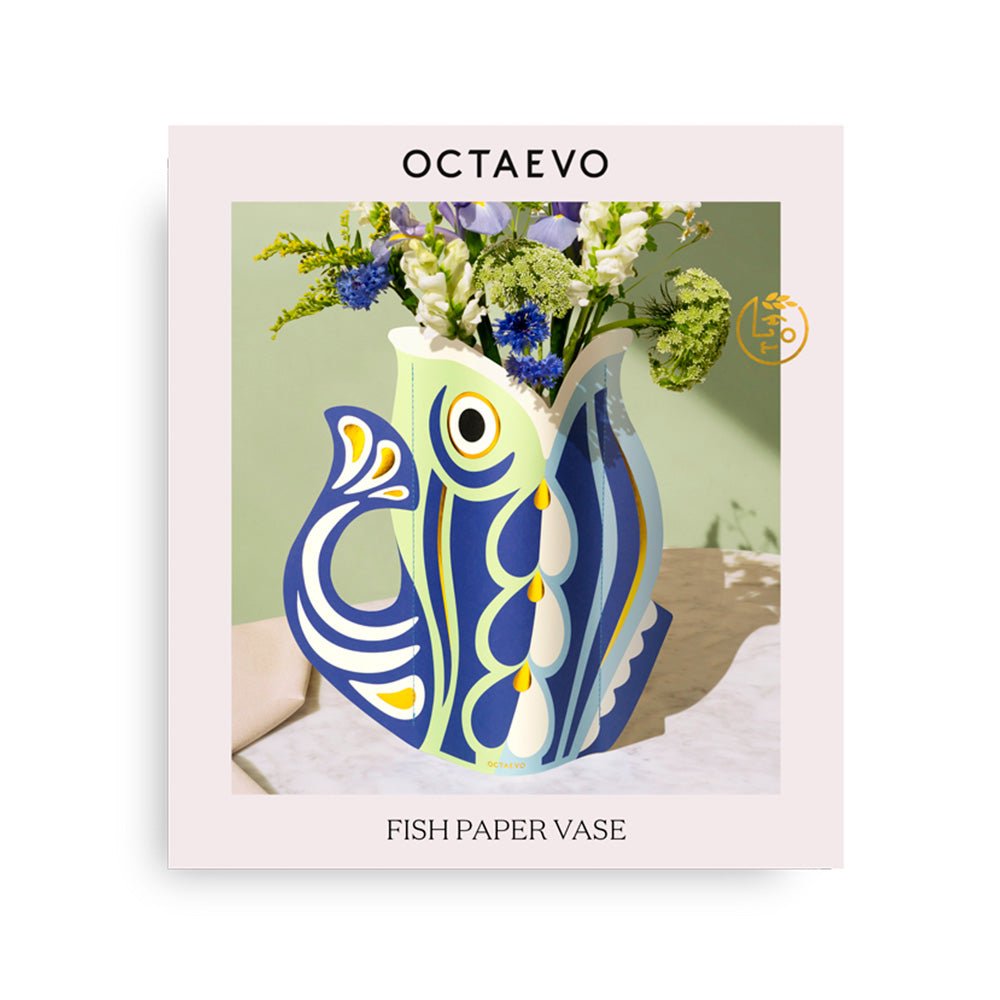 Paper Vase Fish Blue