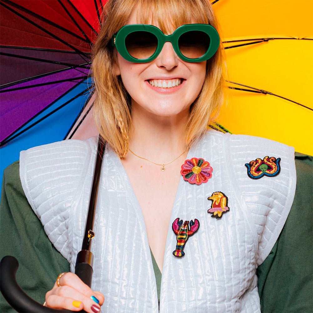 Broche marguerite funky faite main