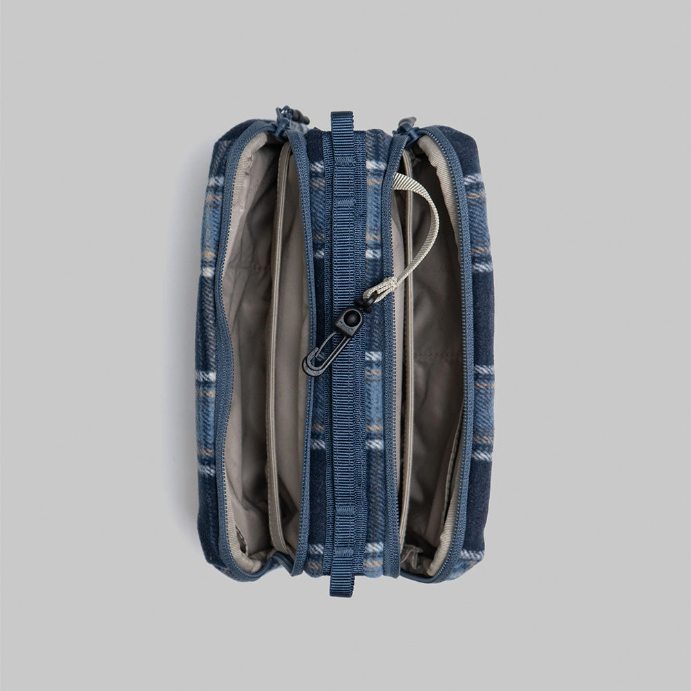 Bottle Sacoche Medium Blue Check Wool