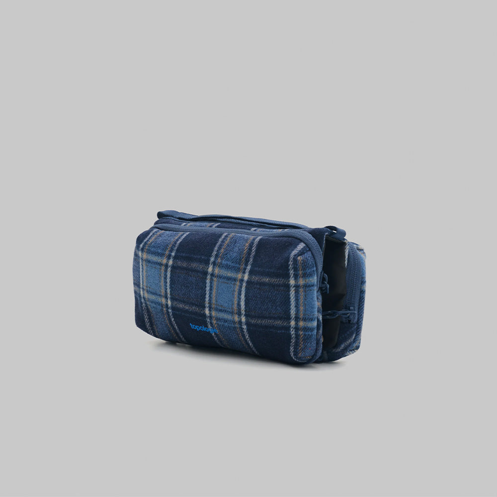 Bottle Sacoche Medium Blue Check Wool