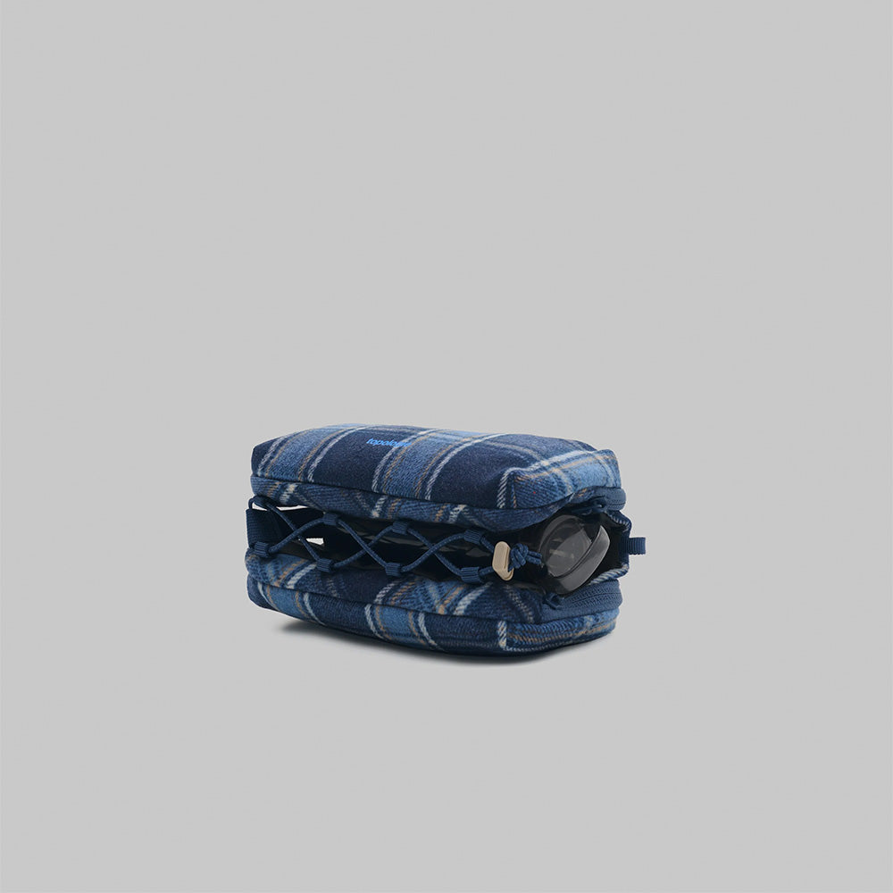 Bottle Sacoche Medium Blue Check Wool
