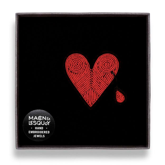 Broken Heart Embroidered Brooch