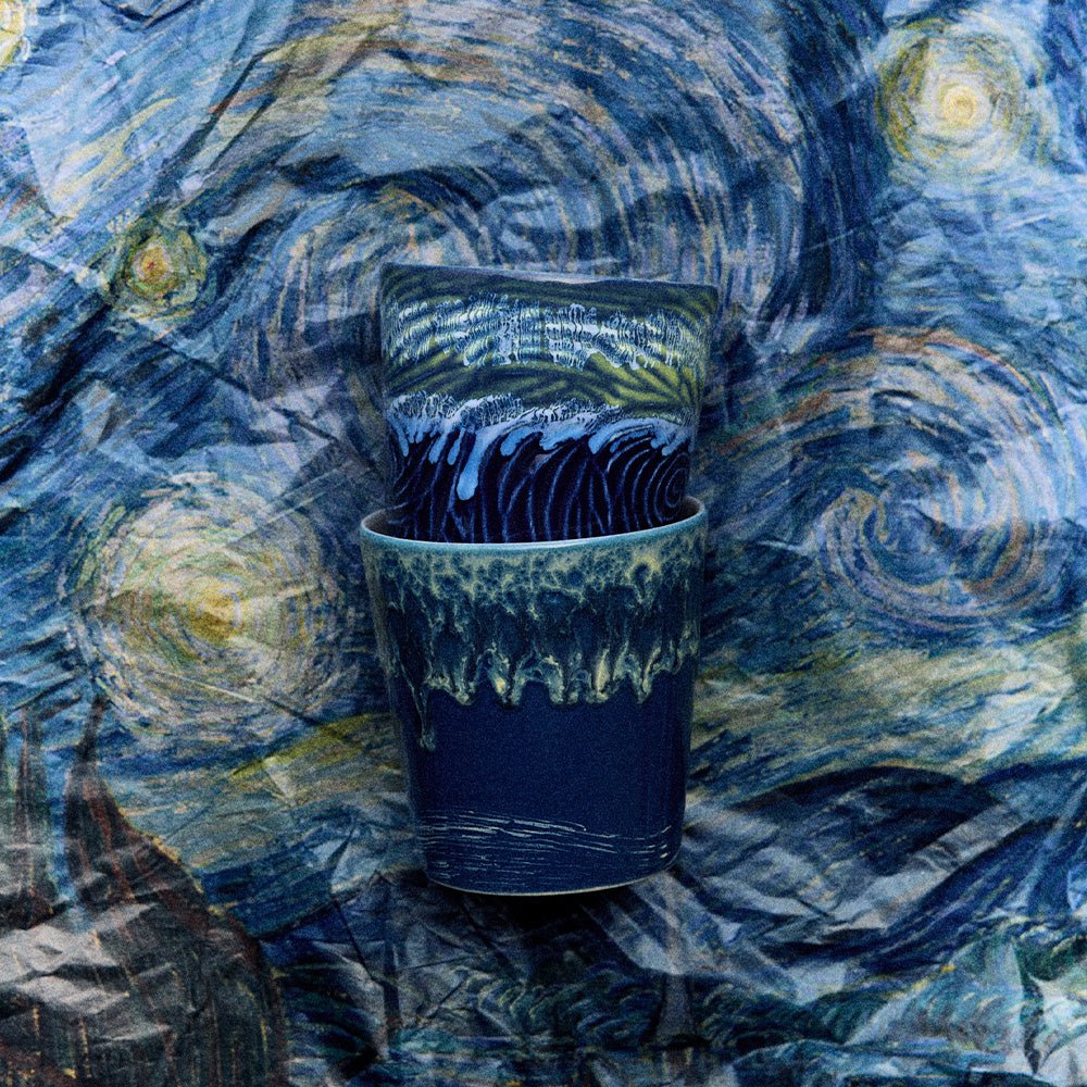 Céramique des années 70 : Tasses à café La Nuit étoilée de Van Gogh (lot de 2)