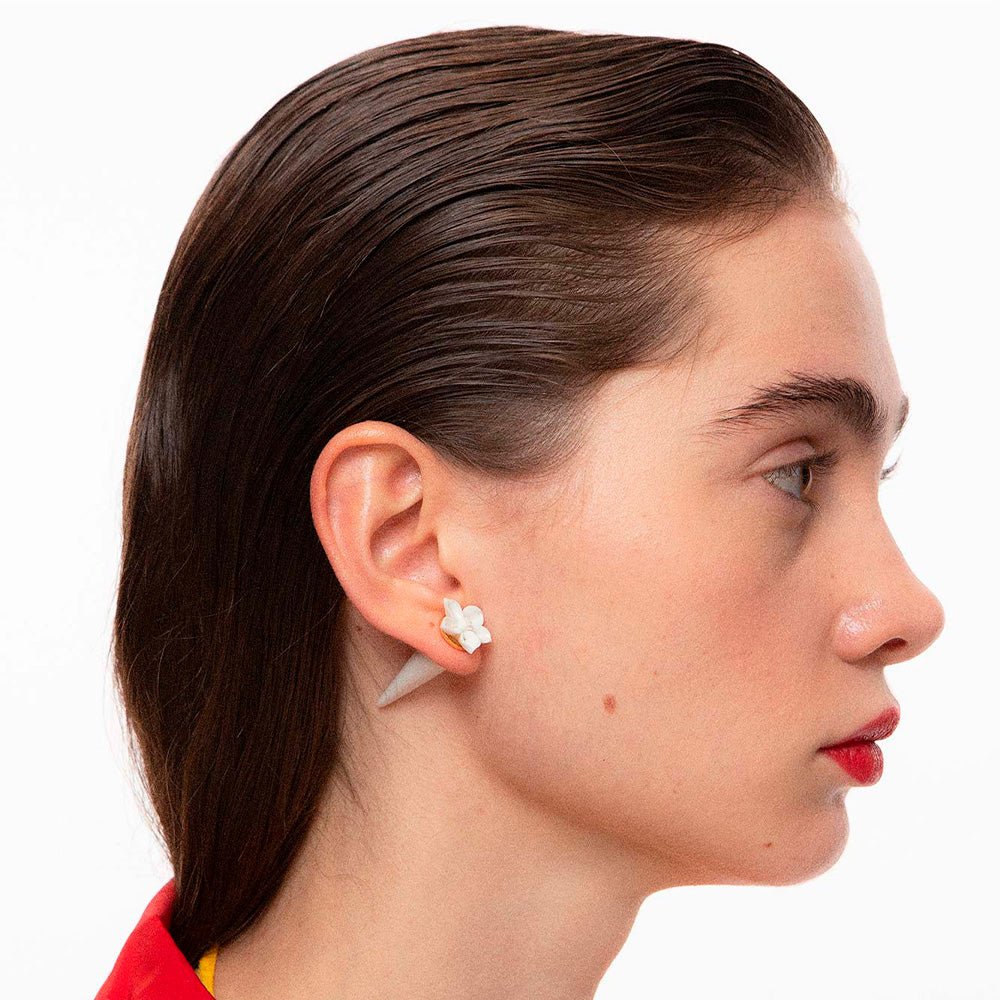 Boucle d'oreille Mini Pétunia Piquant Blanc