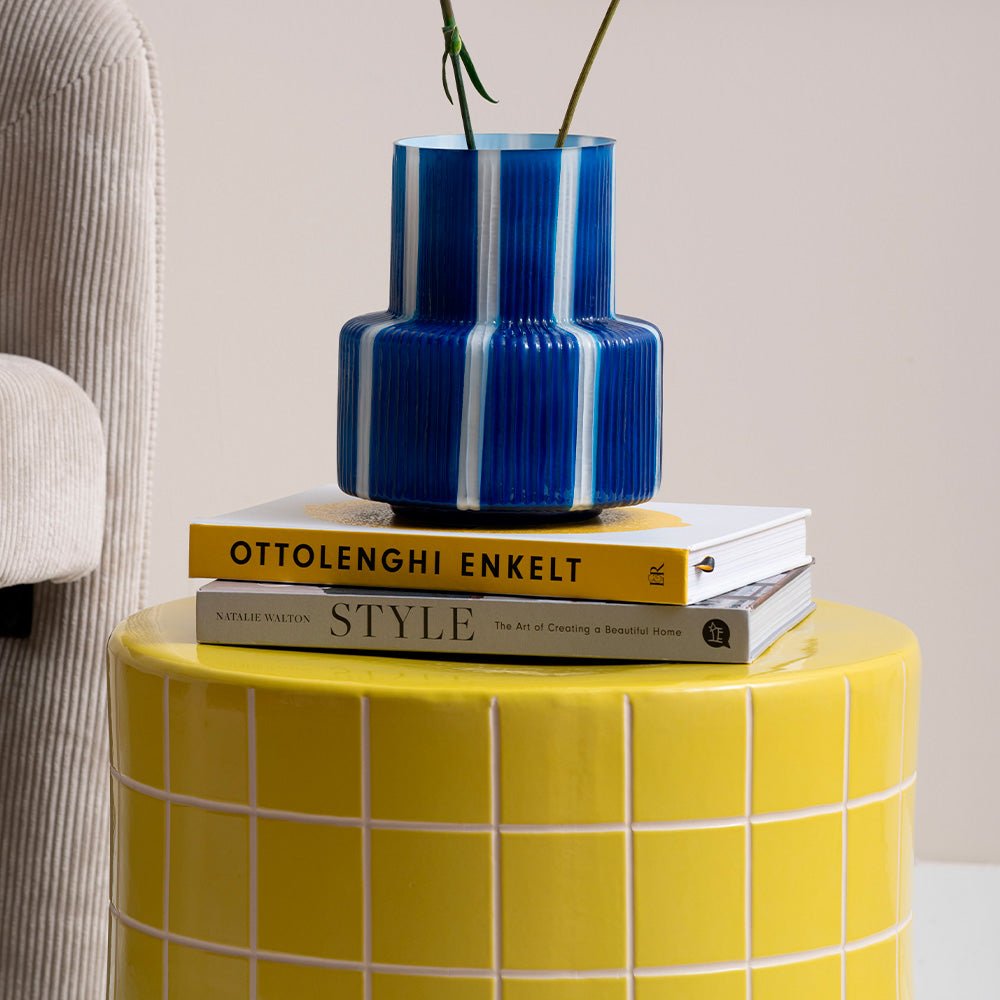Side Table Retro Tiles Low Citrine Yellow
