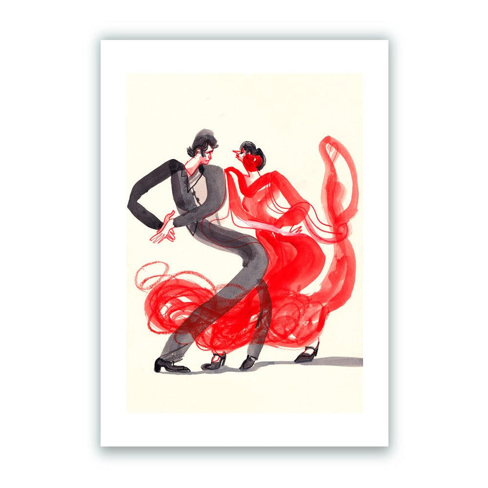 Flamenco espagnol - Couple rouge - Impression giclée