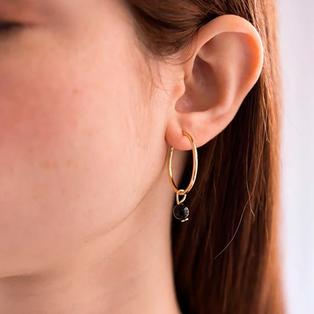 Pendientes Aro M - Bola Turmalina - NYX