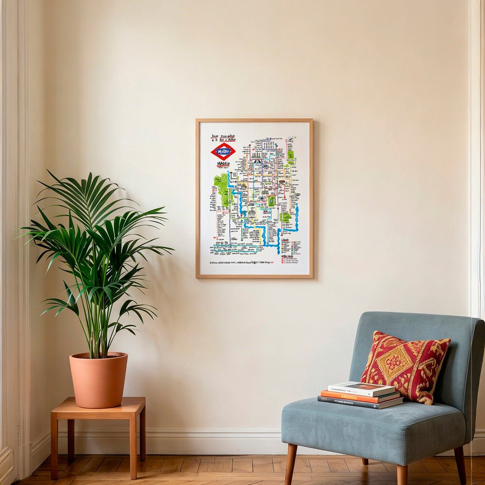 Carte du métro de Madrid Giclée Print
