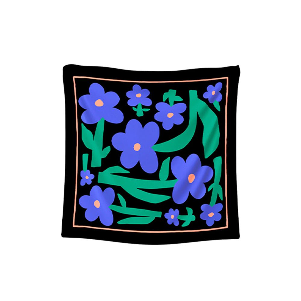 Foulard bleu Les Fleurs