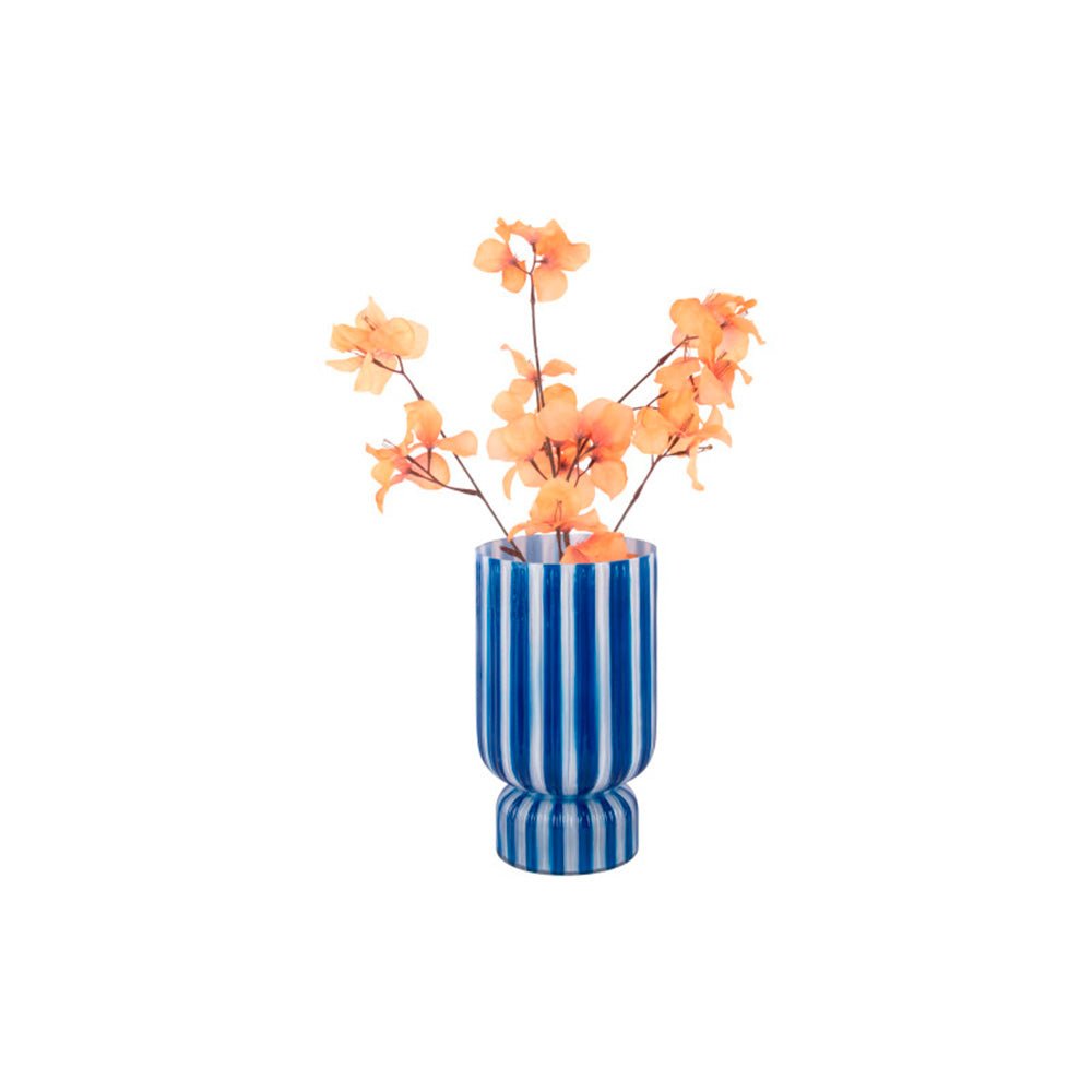 Vase Rayado Retro Large Cobalt Blue
