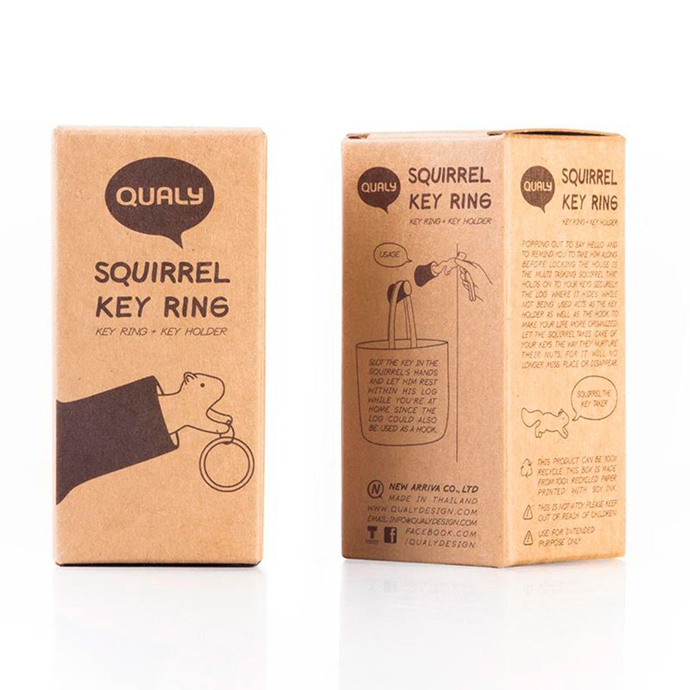 Squirrel Key Ring - White - Black