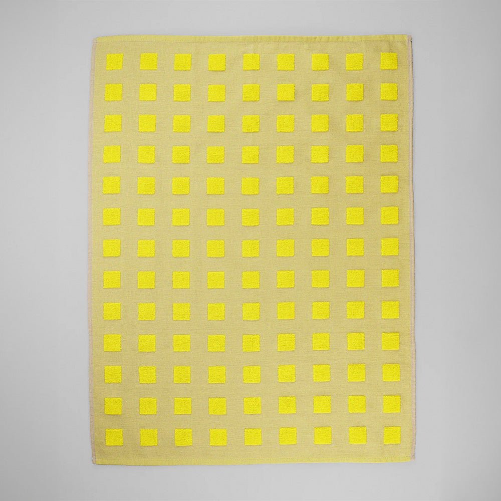 Torchons de cuisine en coton à carreaux Avoine/Jaune