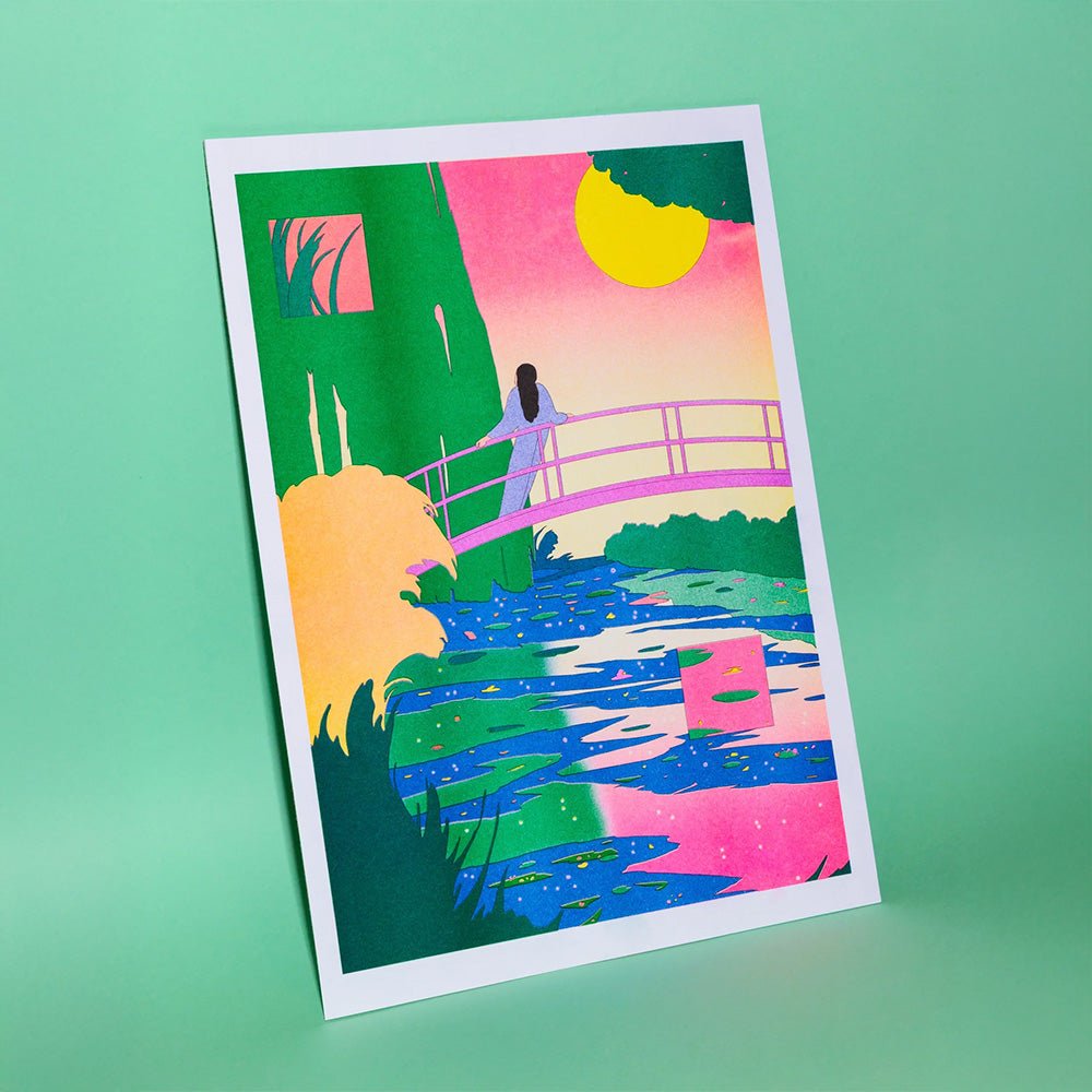 Le Bassin aux nymphéas, harmonie rose Maria Medem Risografía A3