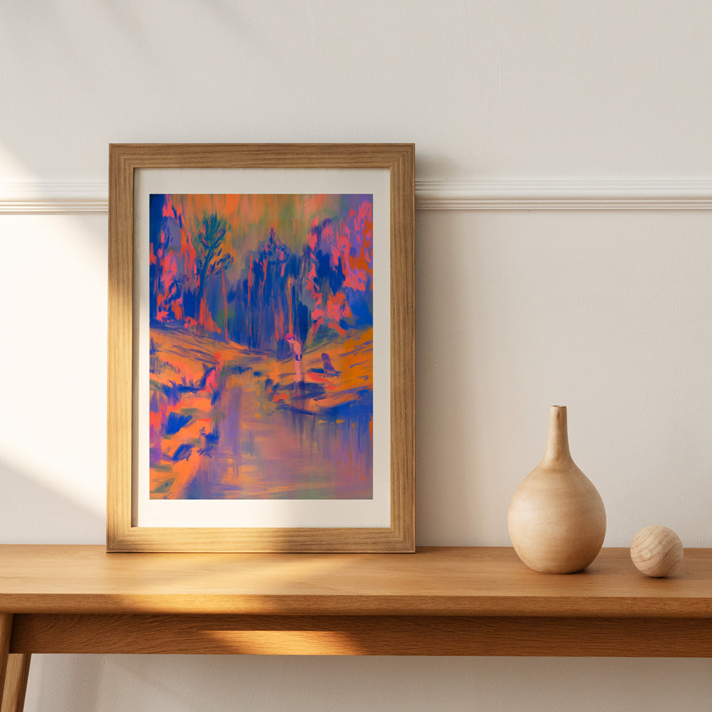 Young Man and His Dog Giclée Print A4