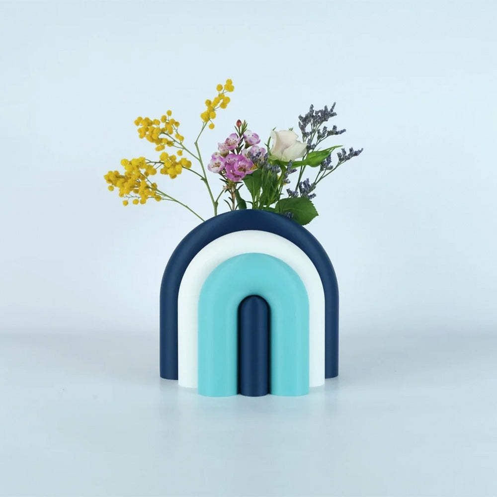 Arc Jarrón Sujetalibros Modular – Marino, Blanco, Laguna