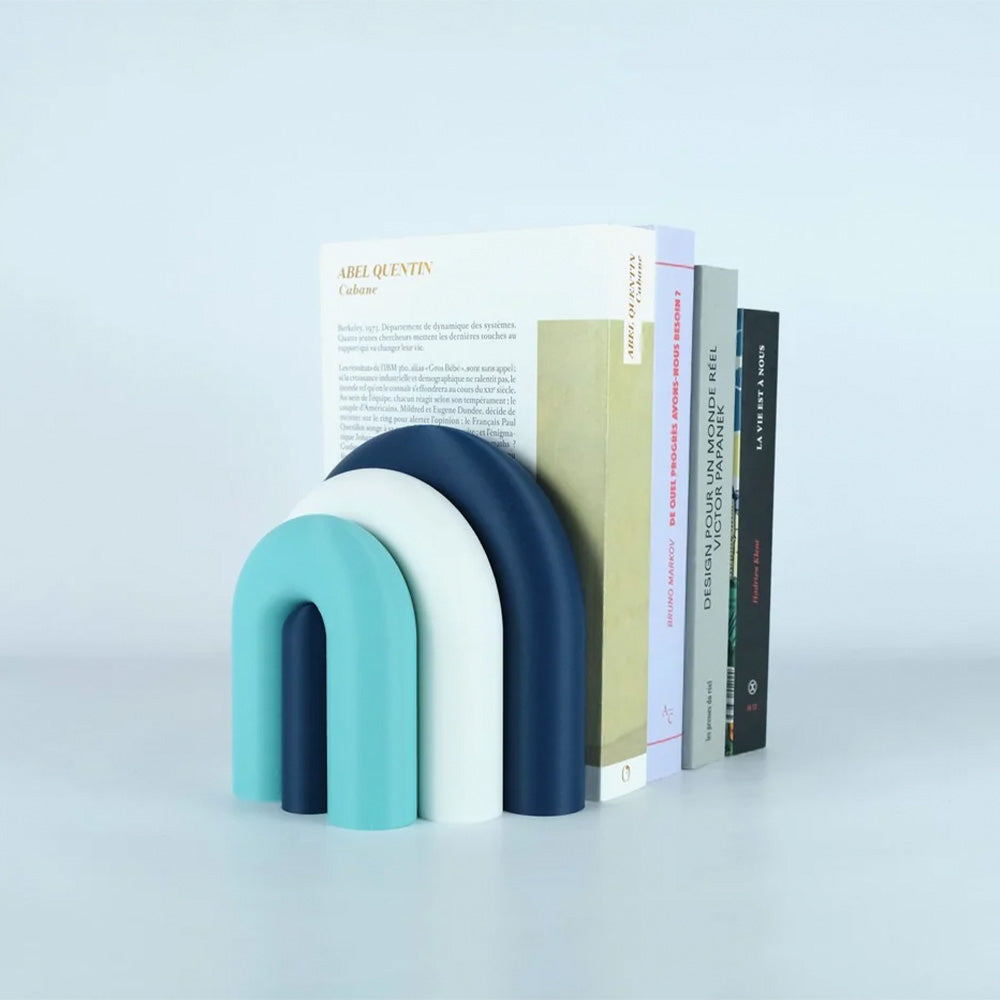 Arc Vase Serre-livres Modulaire – Marine, Blanc, Lagon