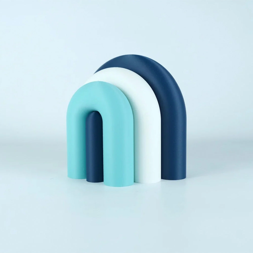 Arc Vase Serre-livres Modulaire – Marine, Blanc, Lagon