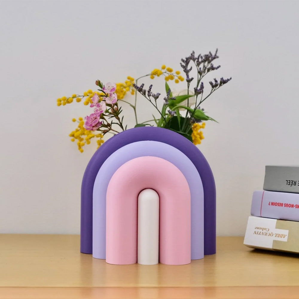 Arc Jarrón Sujetalibros Modular – Violeta, Rosado, Blanco