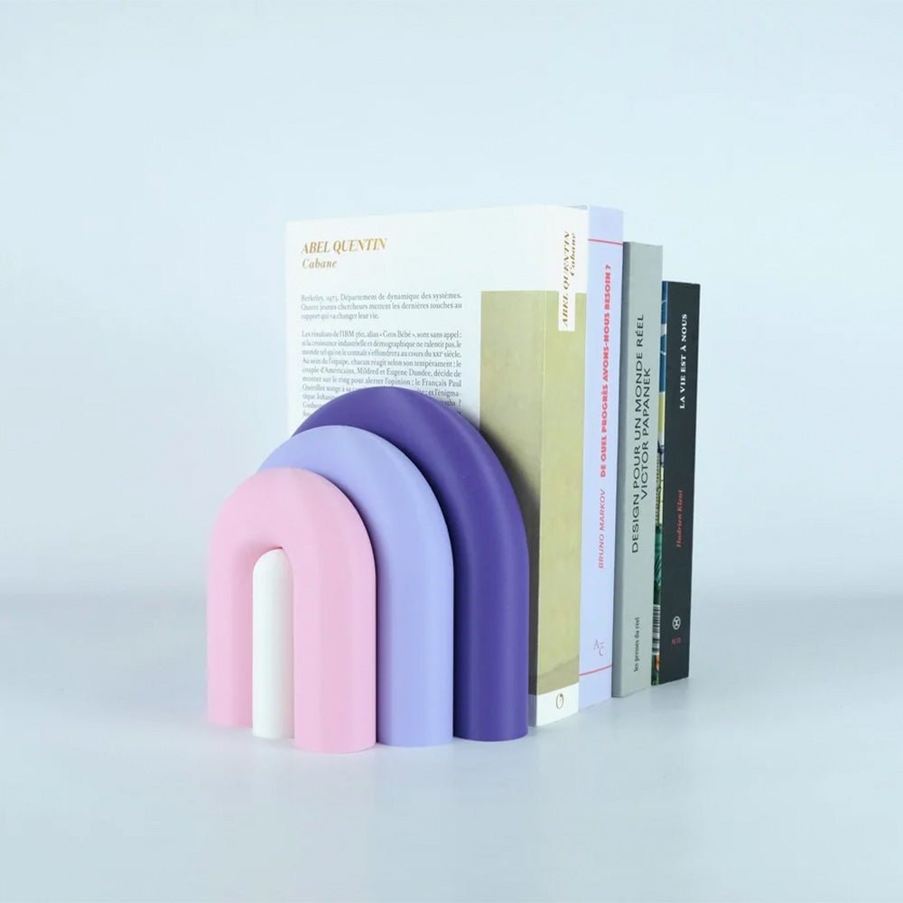 Arc Jarrón Sujetalibros Modular – Violeta, Rosado, Blanco