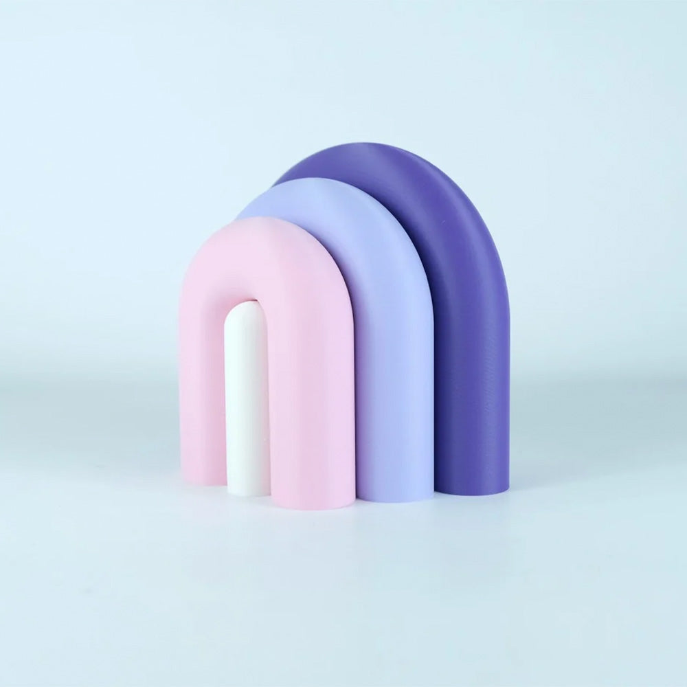 Arc Jarrón Sujetalibros Modular – Violeta, Rosado, Blanco