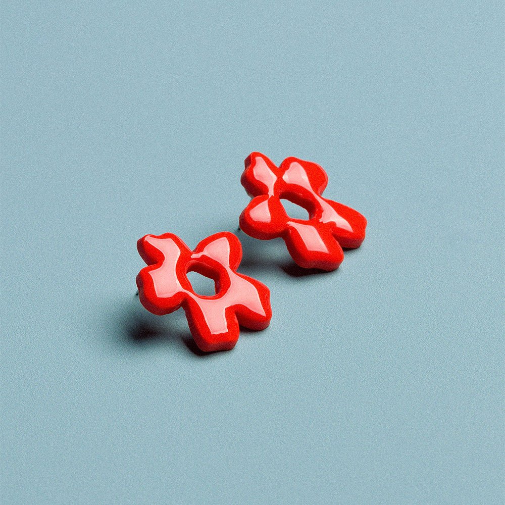 Boucles d'oreilles fleuries rouges