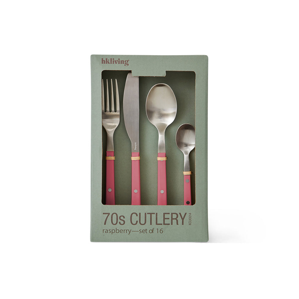 70s Cutlery: Raspberry (set of 16)