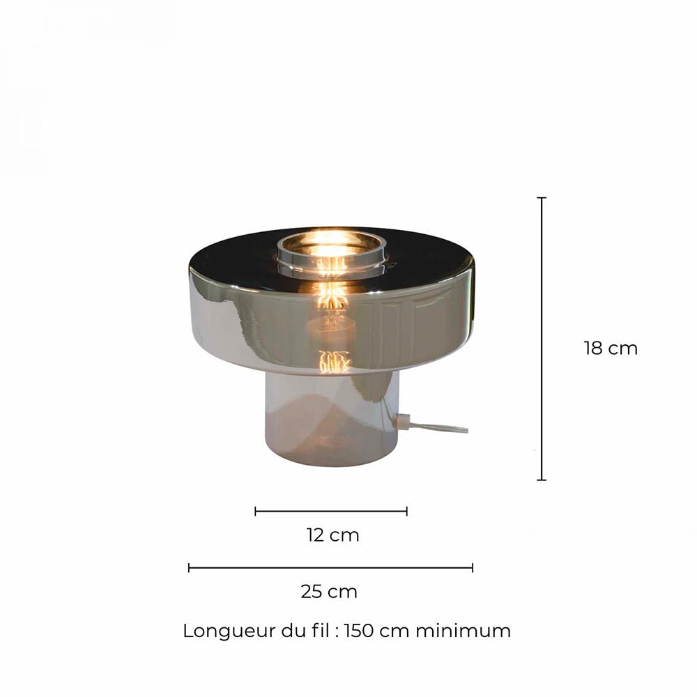 Lampe de table Foza en verre coloré, style rétro - Chrome