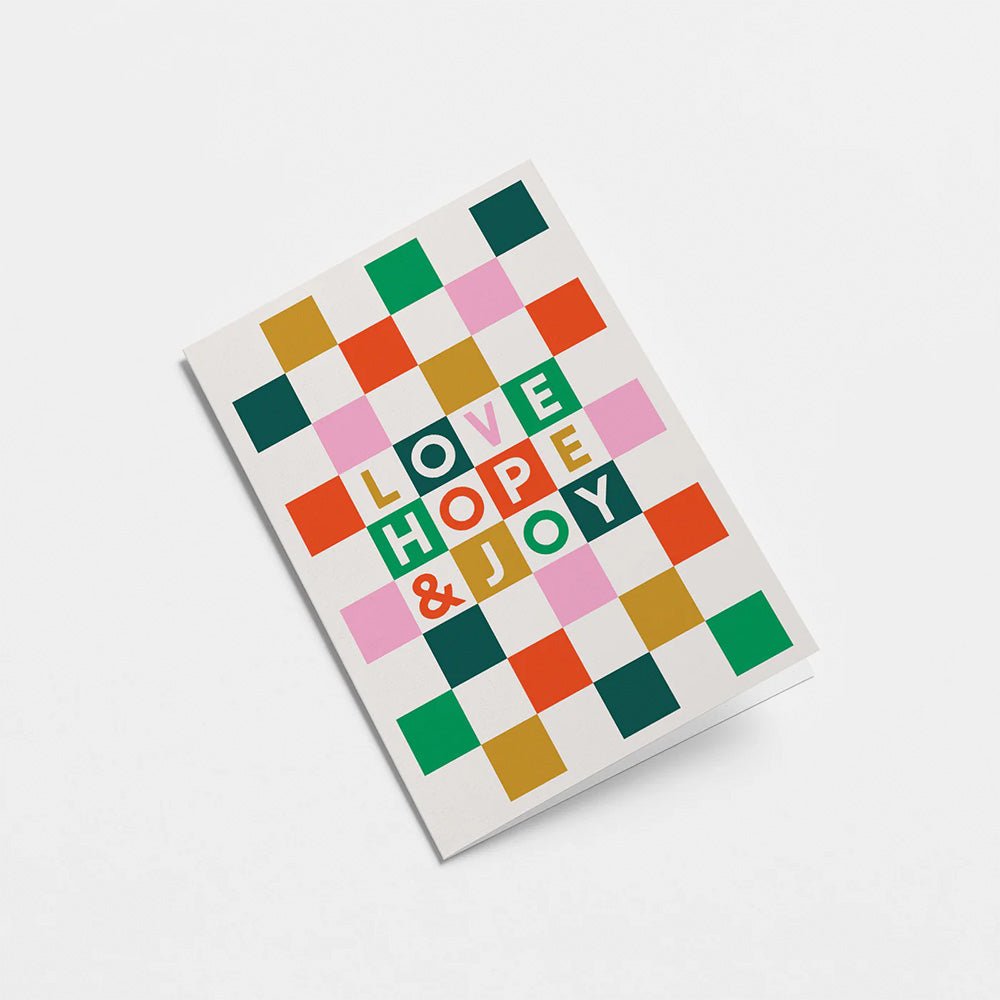 Tarjeta de Felicitaciones "Love, Hope & Joy"