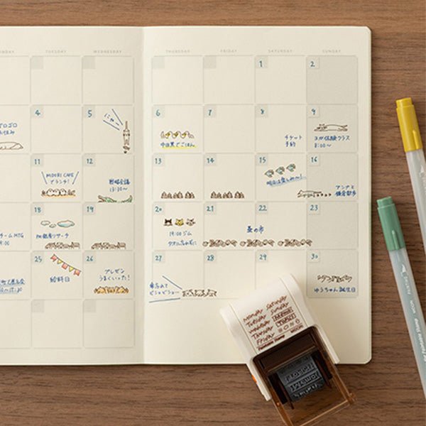 Tampon rotatif Soft Color Days of the Week Marron